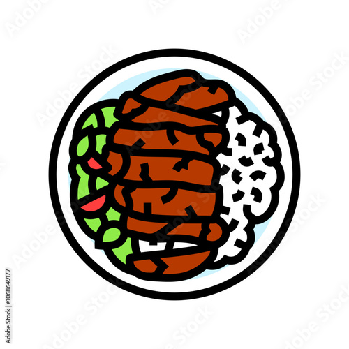 teriyaki chicken dish color icon vector. teriyaki chicken dish sign. isolated symbol illustration