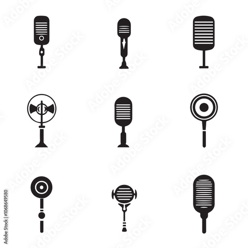 Microphone In cartoon, hand-drawn flat style. image for social media, websites and UI. Isolated 2D vector design in logo, icon, sketch style, simple line vector, single color. AI Generative Art.