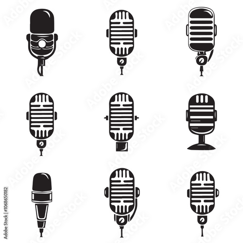 Microphone In cartoon, hand-drawn flat style. image for social media, websites and UI. Isolated 2D vector design in logo, icon, sketch style, simple line vector, single color. AI Generative Art.