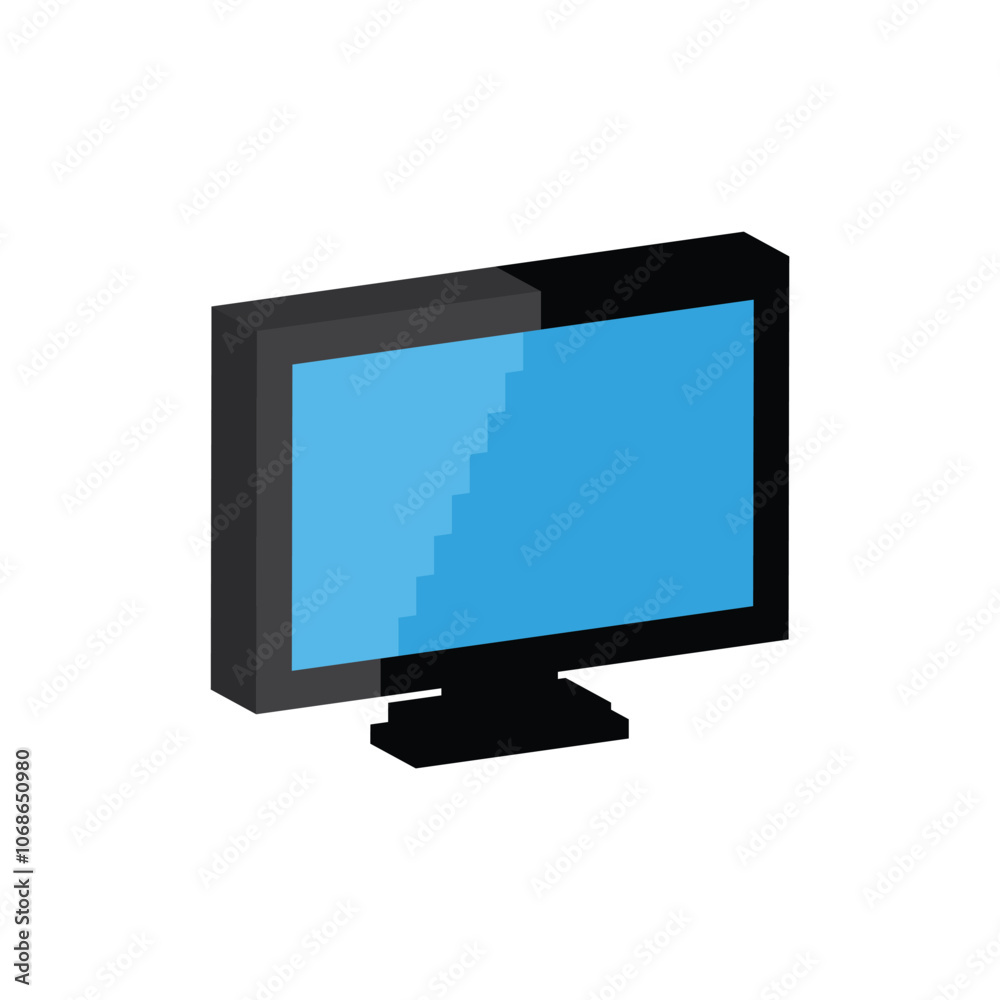 isometric monitor icon 8 bit, pixel art display icon for game logo. isometric monitor icon 8 bit, pixel art display icon for game logo.