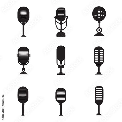 Microphone In cartoon, hand-drawn flat style. image for social media, websites and UI. Isolated 2D vector design in logo, icon, sketch style, simple line vector, single color. AI Generative Art.