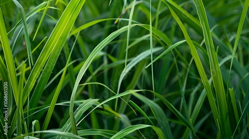 Green Grass Blades, Close-Up