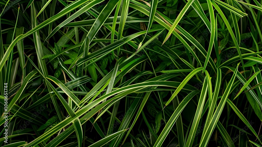 Striped Green Leaves Close-up Striped Green Leaves Close-up