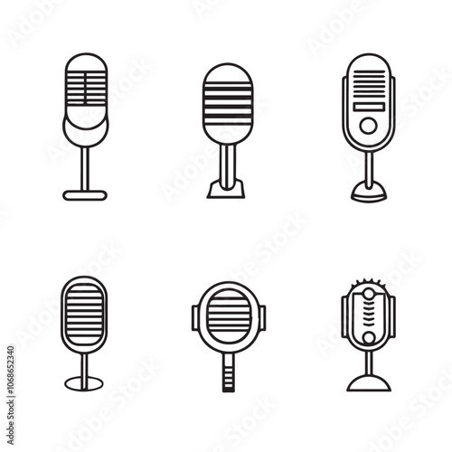 Microphone In cartoon, hand-drawn flat style. image for social media, websites and UI. Isolated 2D vector design in logo, icon, sketch style, simple line vector, single color. AI Generative Art.