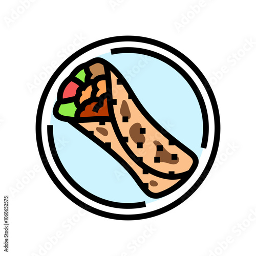 shawarma chicken dish color icon vector. shawarma chicken dish sign. isolated symbol illustration