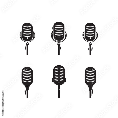 Microphone In cartoon, hand-drawn flat style. image for social media, websites and UI. Isolated 2D vector design in logo, icon, sketch style, simple line vector, single color. AI Generative Art.