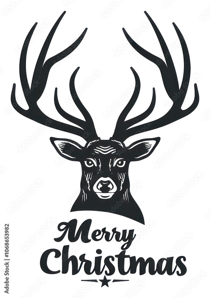PNG Deer antlers Merry Christmas illustration PNG Deer antlers Merry Christmas illustration