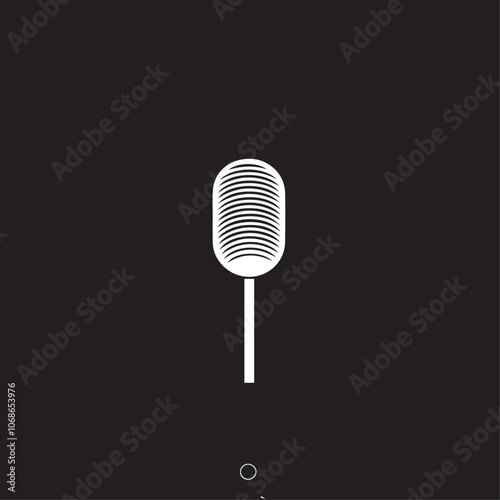 Microphone In cartoon, hand-drawn flat style. image for social media, websites and UI. Isolated 2D vector design in logo, icon, sketch style, simple line vector, single color. AI Generative Art.