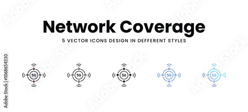 Network Coverage vector icons set stock illustration