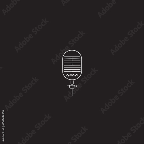 Microphone In cartoon, hand-drawn flat style. image for social media, websites and UI. Isolated 2D vector design in logo, icon, sketch style, simple line vector, single color. AI Generative Art.