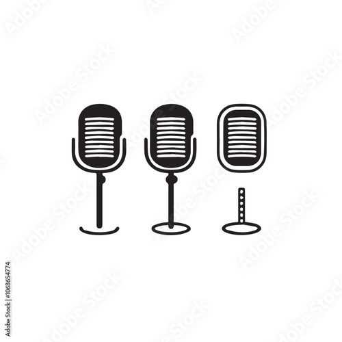 Microphone In cartoon, hand-drawn flat style. image for social media, websites and UI. Isolated 2D vector design in logo, icon, sketch style, simple line vector, single color. AI Generative Art.