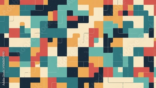 Abstract pixel grid background in retro colors