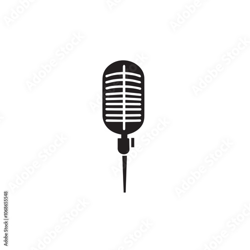 Microphone In cartoon, hand-drawn flat style. image for social media, websites and UI. Isolated 2D vector design in logo, icon, sketch style, simple line vector, single color. AI Generative Art.