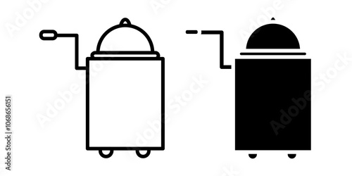 Hotel service icon in black outlined and solid.