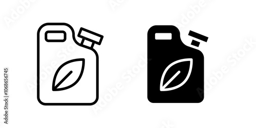 Biofuel canister icon in black outlined and solid.