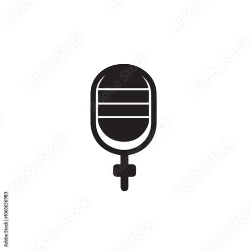 Microphone In cartoon, hand-drawn flat style. image for social media, websites and UI. Isolated 2D vector design in logo, icon, sketch style, simple line vector, single color. AI Generative Art.