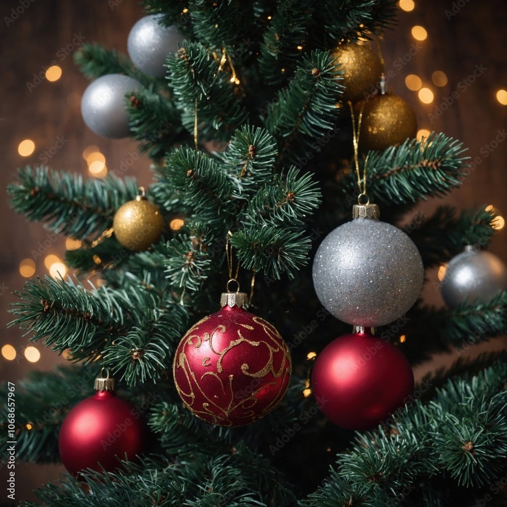 Fototapeta premium The Christmas tree shines with love and joy