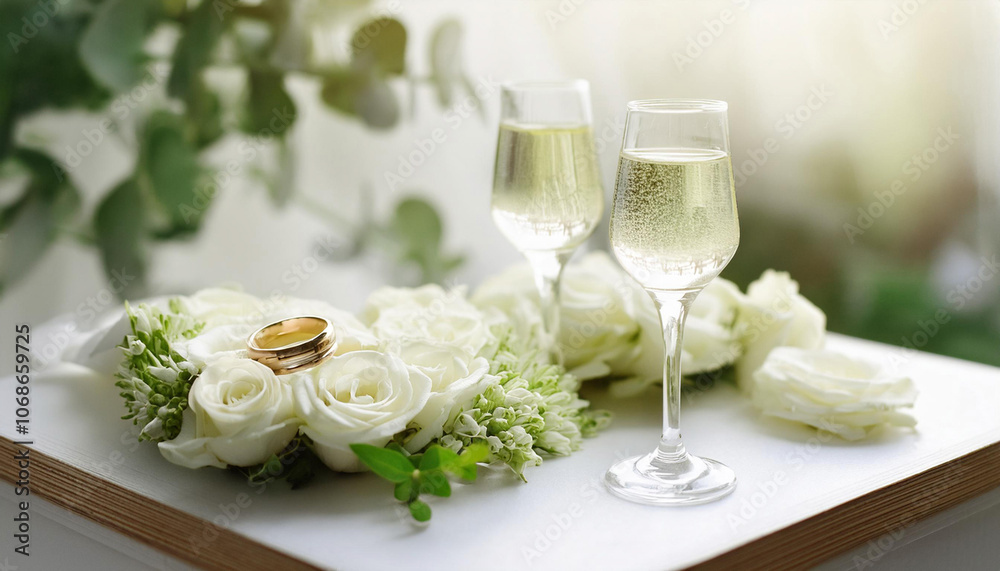 Close-Up of Wedding Rings and Decor Close-Up of Wedding Rings and Decor