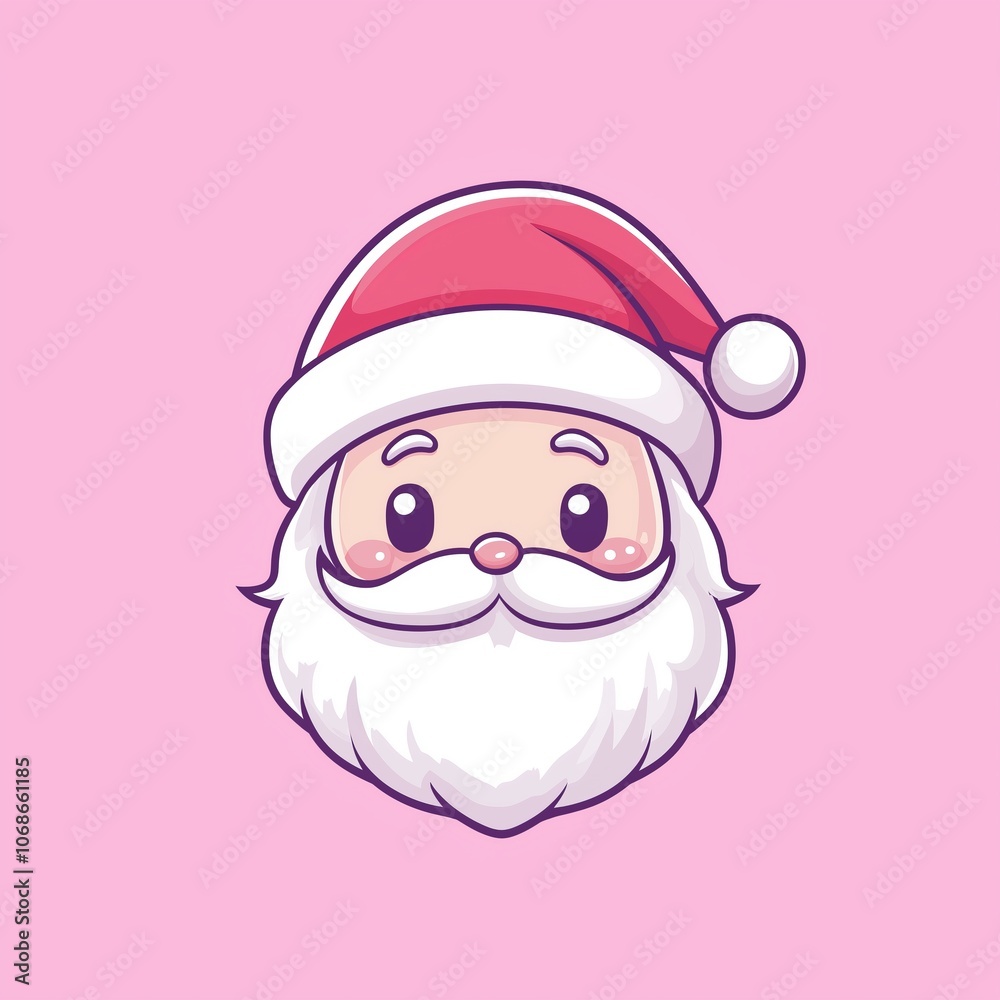 Cute vector illustration of a Santa Claus face on a pink background. Cute vector illustration of a Santa Claus face on a pink background.