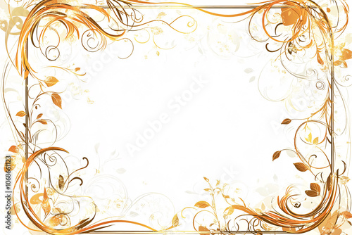 ornamental frame with gold floral accents creating a decorative border on a soft white background for an elegant aesthetic 