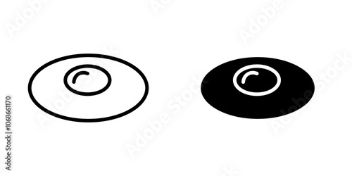 Omelet icon in black outlined and solid.