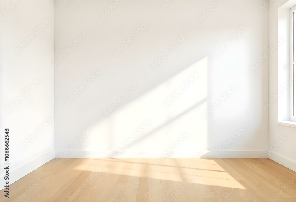Wooden floor with a plain white wall and natural light from a window. Wooden floor with a plain white wall and natural light from a window.