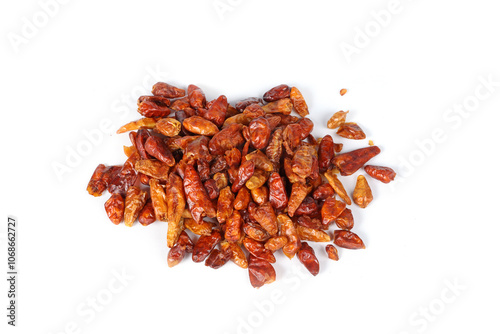 Bird's eye chilies on a white background