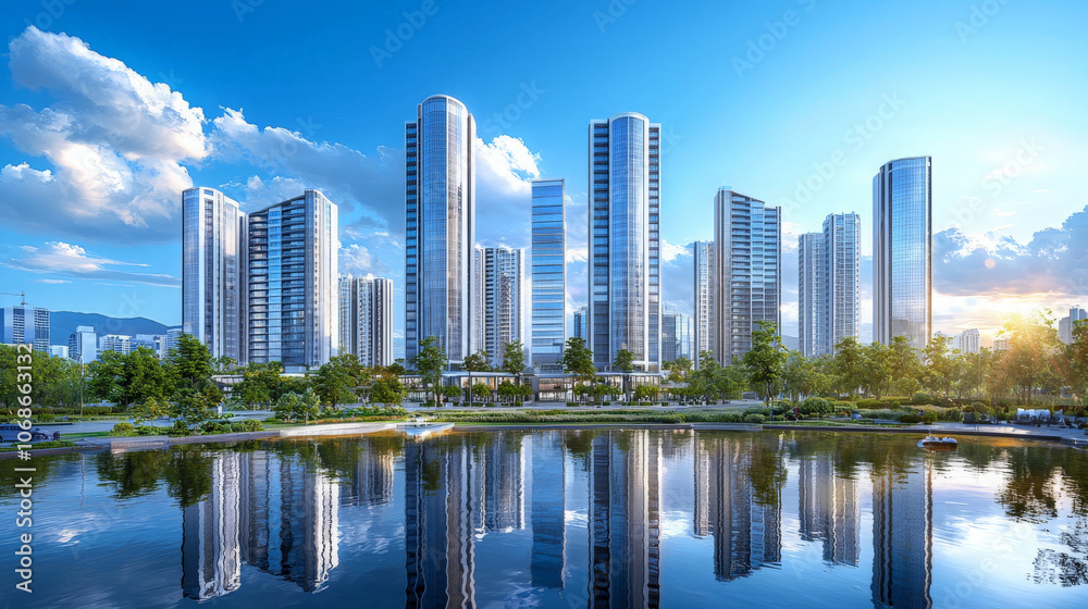 Elegant High-Rise Residential Complex with Scenic View Elegant High-Rise Residential Complex with Scenic View