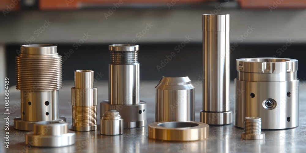Detailed view of titanium machining, industrial-grade quality, manufacturing excellence Detailed view of titanium machining, industrial-grade quality, manufacturing excellence
