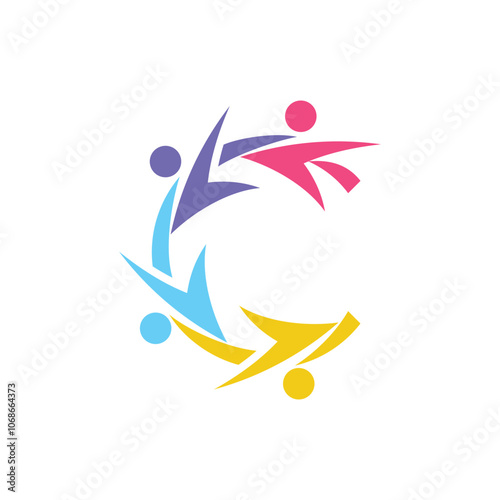 Letter C human community social group logo design