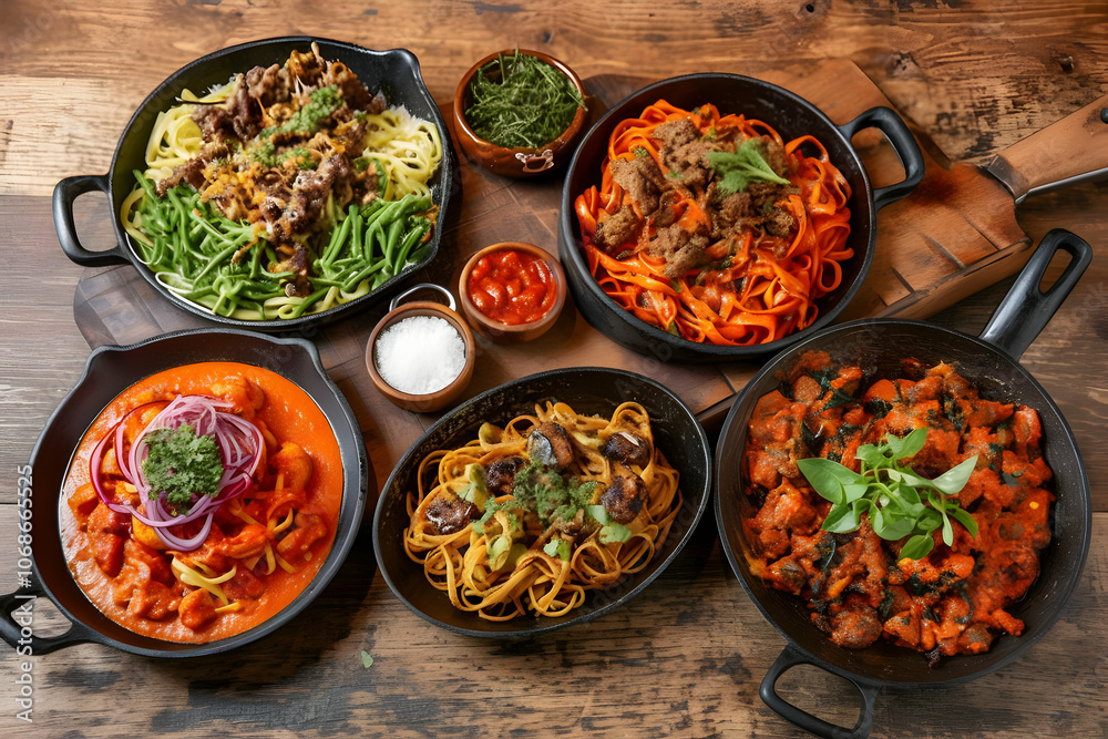 Photo Diverse Pasta Dishes Culinary Delights Photo Diverse Pasta Dishes Culinary Delights