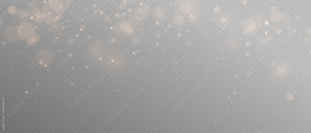Glowing light effect with glitter on transparent background. Bokeh Lights. Vector starry cloud with dust. Christmas glowing light spark and glitter overlay. Glowing light effect with glitter on transparent background. Bokeh Lights. Vector starry cloud with dust. Christmas glowing light spark and glitter overlay.