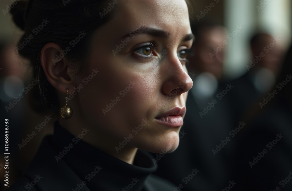 Close-up of Person in Black Attire with Sorrowful Eyes – Capturing the Deep Emotions of Grief and Mourning Close-up of Person in Black Attire with Sorrowful Eyes – Capturing the Deep Emotions of Grief and Mourning