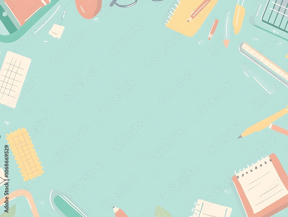 Pastel-Colored Stationery Surrounding a Blank Space Pastel-Colored Stationery Surrounding a Blank Space