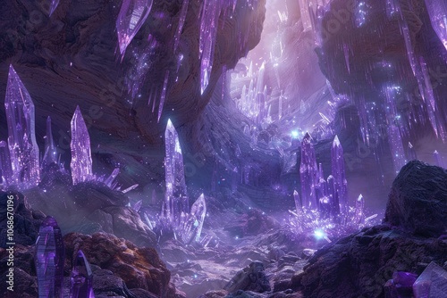 Wallpaper Mural A Cave Filled with Glowing Purple Crystals Torontodigital.ca