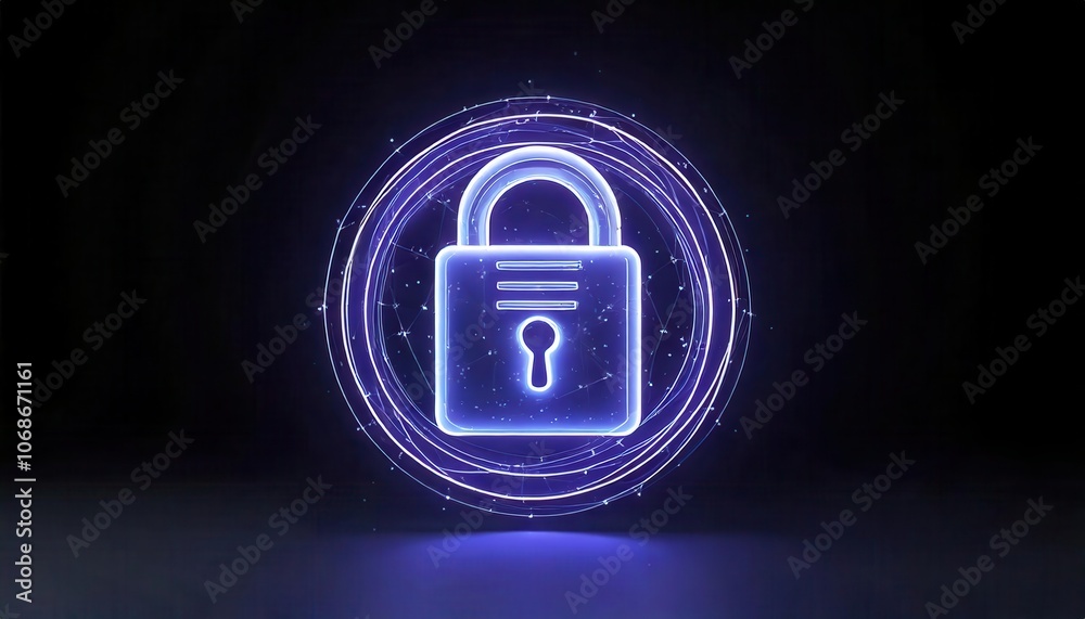 A glowing padlock symbol encircled by digital lines, representing security and protection in a modern, technology-themed design. A glowing padlock symbol encircled by digital lines, representing security and protection in a modern, technology-themed design.