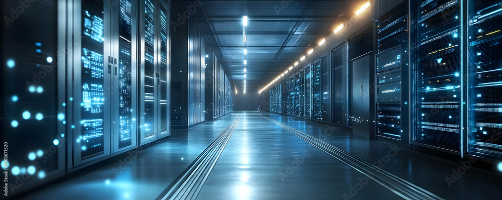 3D Illustration Server Room Data Center Technology Network 3D Illustration Server Room Data Center Technology Network