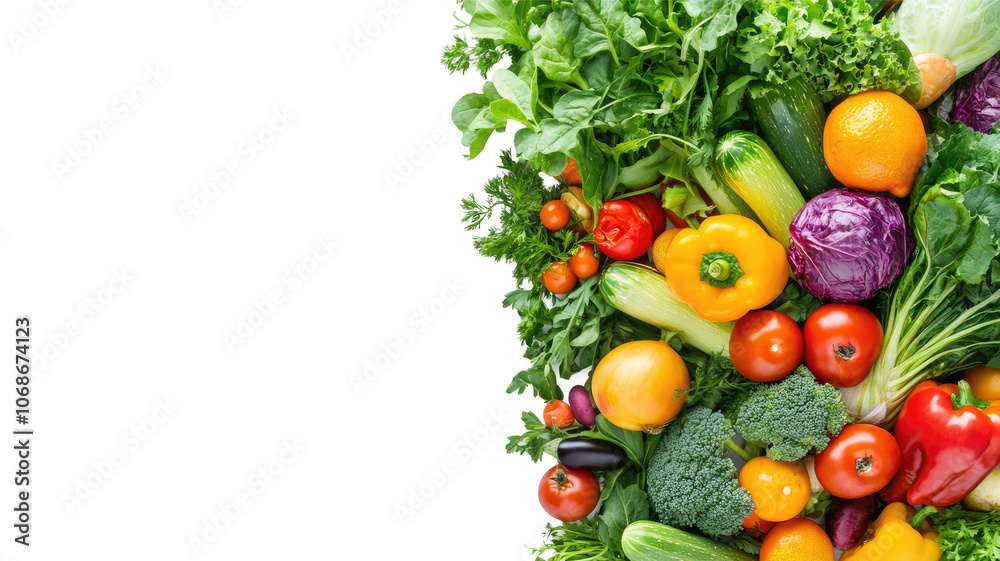 A mix of various very fresh vegetables. Delicious cooking ingredients. copy space. transparent background A mix of various very fresh vegetables. Delicious cooking ingredients. copy space. transparent background
