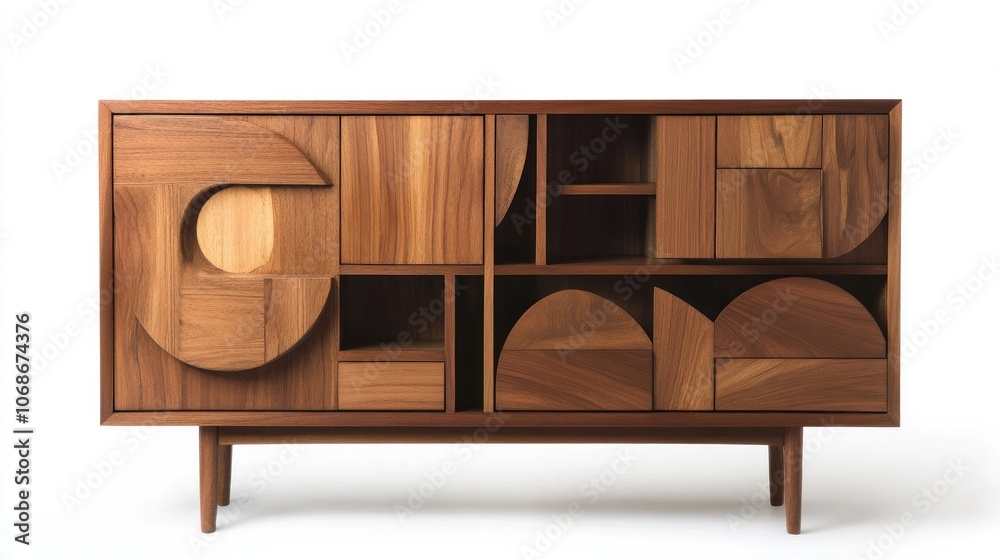 Modern Wooden Cabinet with Geometric Design Modern Wooden Cabinet with Geometric Design