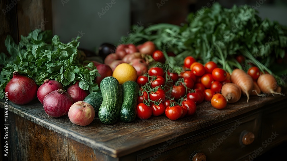 Fresh vegetables with a single rotten tomato in the center, representing food contamination and the importance of quality control in food safety. Fresh vegetables with a single rotten tomato in the center, representing food contamination and the importance of quality control in food safety.