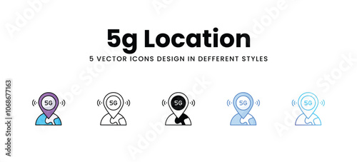 5g Location vector icons set stock illustration