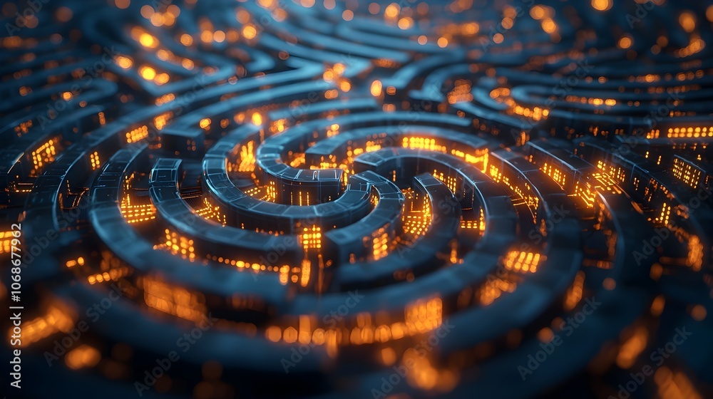 Glowing Maze of Solutions Abstract Journey of Thought and Ideas Glowing Maze of Solutions Abstract Journey of Thought and Ideas