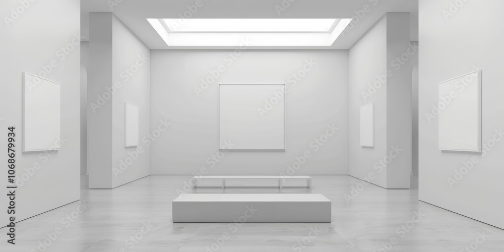Fototapeta premium installation blank white frame gallery space