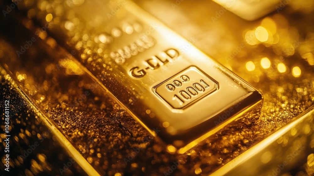 A close-up shot of a shining gold bar, showcasing its rich, lustrous surface and solid structure, symbolizing stability and wealth. A close-up shot of a shining gold bar, showcasing its rich, lustrous surface and solid structure, symbolizing stability and wealth.