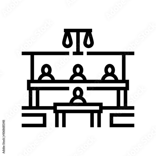 courtroom corporate law line icon vector. courtroom corporate law sign. isolated contour symbol black illustration