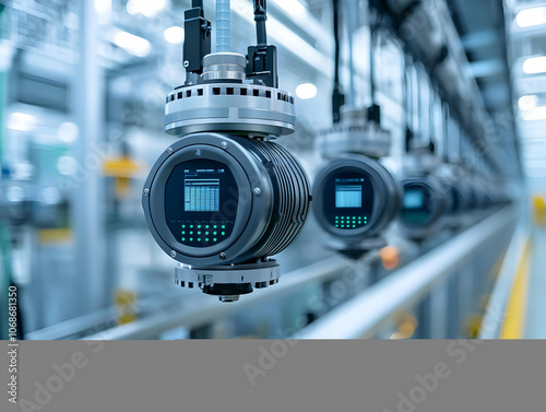 Photo Modern Industrial Automation Factory Coriolis Flow Meters photo