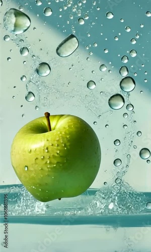 A sweet and sour apple falls into the water.