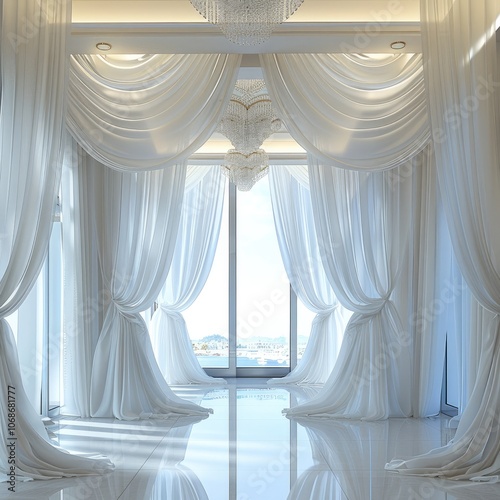 White decorative curtains.