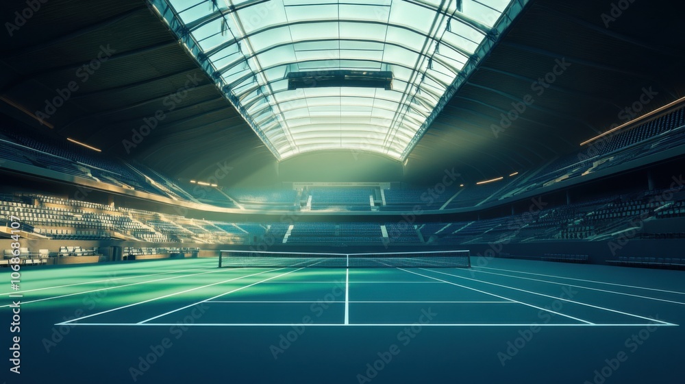 Obraz premium A Pause in the Action: The Humble Tennis Ball, Center Stage on a World-Famous Court