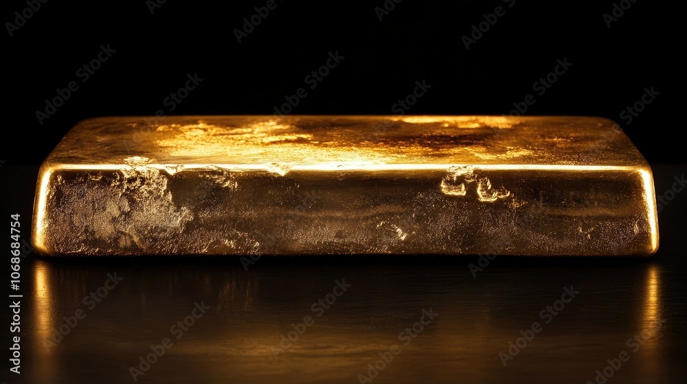 A high-quality gold bar shimmering under soft lighting, showcasing its fine details, symbolizing financial security and opulence. A high-quality gold bar shimmering under soft lighting, showcasing its fine details, symbolizing financial security and opulence.